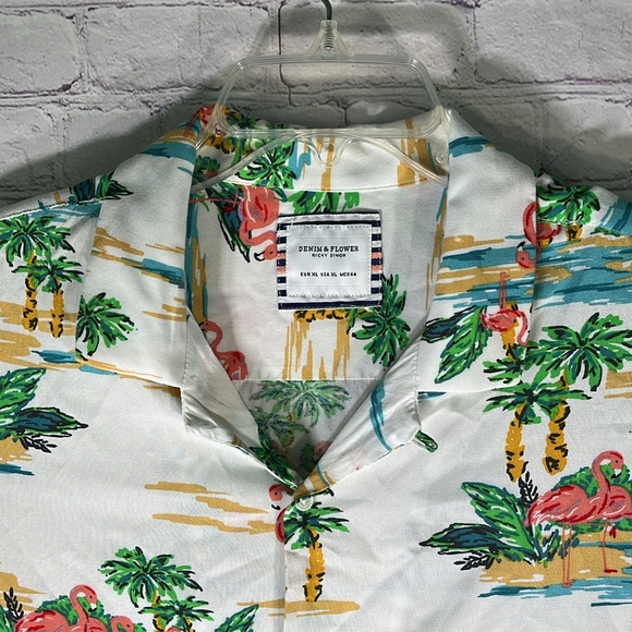 Denim & Flower Men's Hawaiian Button Down Short Sleeve Shirt. Sz: XL - Picture 4 of 10